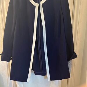 Kasper Navy Blue Blazer with White Trim